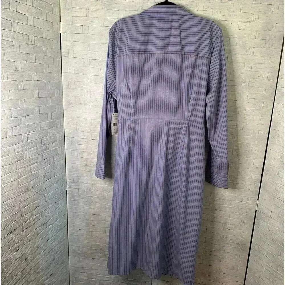 Ella RAFAELLA Womens dress striped shirt dress pleaded front‎ bow preppy Office_6